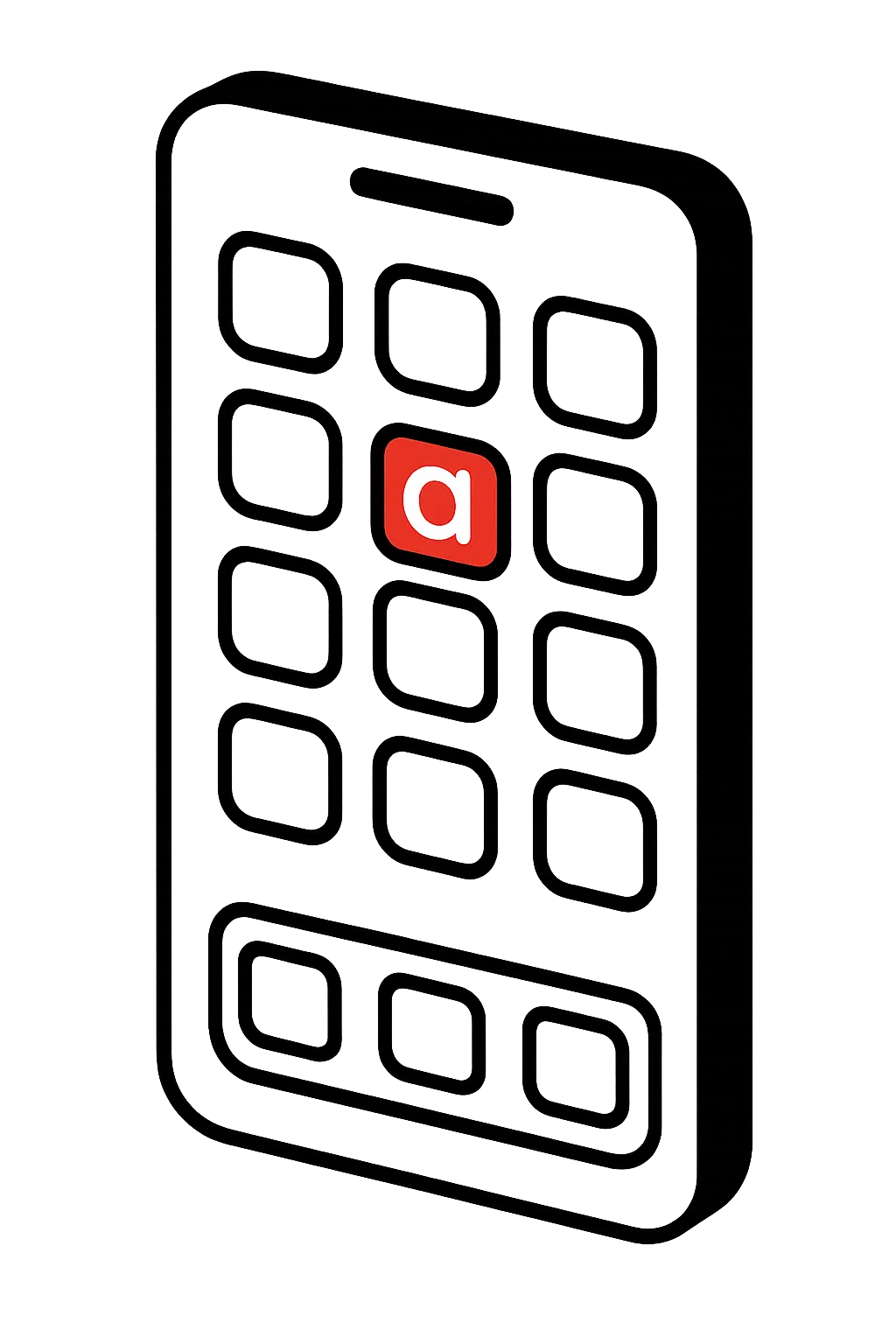 Ícono de un teléfono móvil con una cuadrícula que representa guardar los recursos descargados.